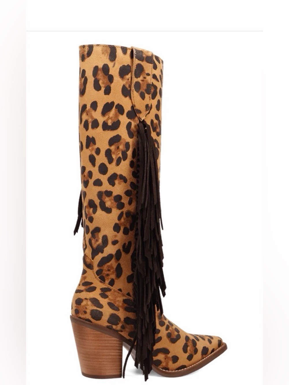 Dingo Leopard Print Fringe Cowgirl Western Boot - Picture 2 of 12